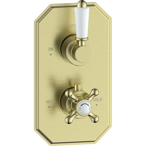 Signature Eternal Traditional Thermostatic 1 Outlet Concealed Shower Valve Dual Handle - Brushed Brass
