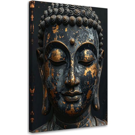 Tableau déco Statue de Bouddha noire Zen Spa Orient 40x60 (1/4)
