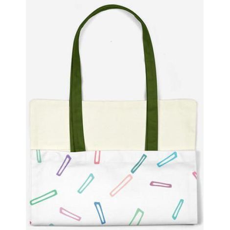 Sac shopping en coton Bonamaison vert - tote bag réutilisable 34x40 cm (1/4)