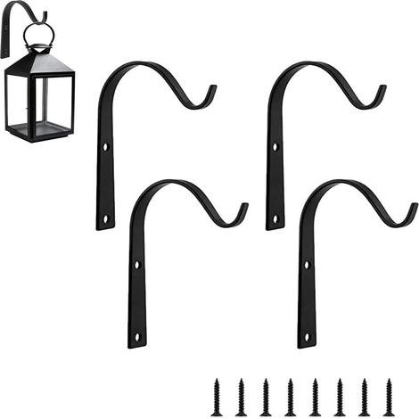 4 Pièces Suspension Mural Crochet Plante, Crochets de Suspension en Métal de Jardin, Crochets Muraux Noirs, Pour Extérieur, Intérieur, Jardin, Paniers Suspendus(Noir) (1/5)
