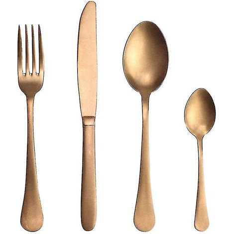 Western 4-in-1 Edelstahl-Besteckset mit eleganten und klassischen Nietengriffen aus Kunstharz – 3093 Antik-Kupfer