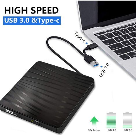 Graveur DVD portable, lecteur-graveur externe pour PC et Mac, unité optique USB pour ordinateur fixe et portable (1/5)