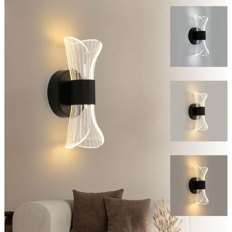 Reno – Aplique LED regulable de 10 W – Iluminación moderna de acrílico negro – Temperaturas de color 3000 K/4000 K/6000 K – Para sala de estar y pasillo (1/5)