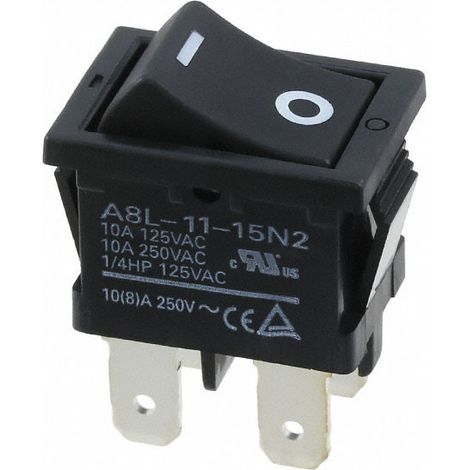 Interrupteur à bascule unipolaire noir A8l-11-15n2 (1/2)
