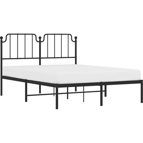 Estructura cama sin colchón con cabecero metal negro 140x190 cm vidaXL (1/4)