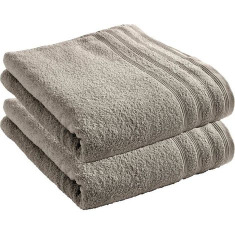 Drap de bain éponge - COTON PUR - Spa Sable - 90 x 150 cm - 400 g/m² - Lot de 2 (1/4)