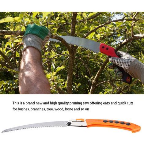 Scie Pliante Courbée 7 Dents pour Élagage et Jardinage - 270mm - Idéale pour Taille Haie et Buissons - KZQ (1/2)