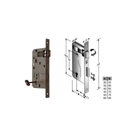 SERRATURA A BUSSOLA DA INFILARE BORDO QUADRO BRONZATO  mm.50 bordo acciaio bronzato    BONAITI