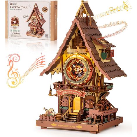 Horloge à Coucou Fonctionnelle Kit en Bois Vintage, LC901C (1/5)