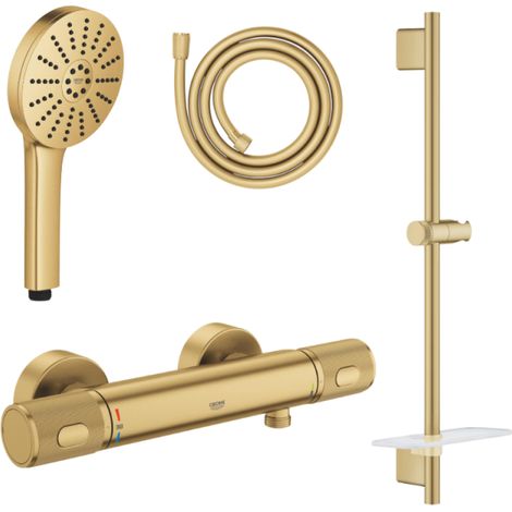 Grifo termostático de ducha GROHE Precision Feel + Barra de 60 cm + Ducha de mano Vitalio Joy+ 120 + Flexo de ducha 175 cm Cool Sunrise (1/4)