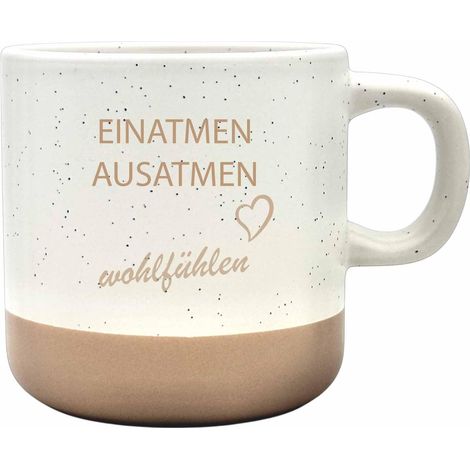 Tasse en faïence « Inhalation » - Tasse à café - Tasse à thé - Passe au lave-vaisselle - Passe au micro-ondes - 360 ml - Design rustique - Cadeau (1/4)