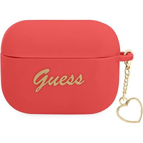 Funda Guess guaplschsr para AirPods Pro, color rojo/rojo, de silicona, con dije de corazón, colección Charm. (1/3)