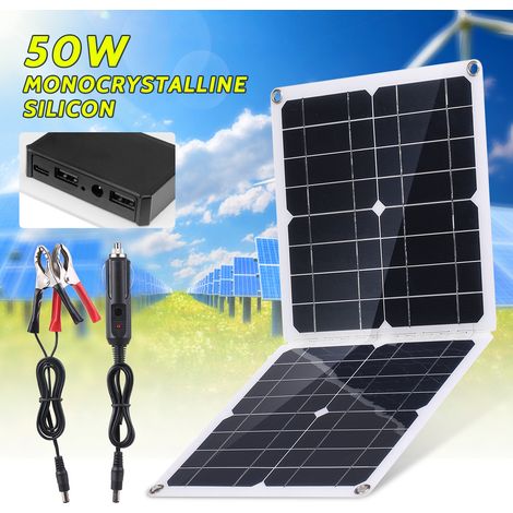 Faltbares 50-W-Solarpanel mit DC-, USB- und USB-C-Ausgang, hocheffizientes Modul, IP65-wasserbeständig, für Zuhause, Wohnmobil, Auto, Boot, elektronische Geräte (1/5)