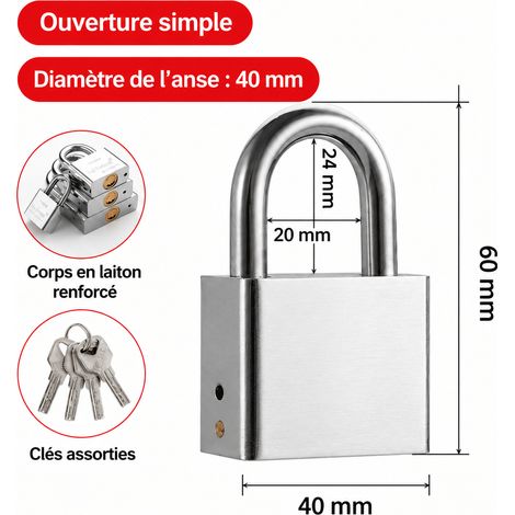 Cadenas de sécurité en acier 40 mm non entrouvrant avec 4 clés 40mm 4 réf 4491 – Livraison gratuite