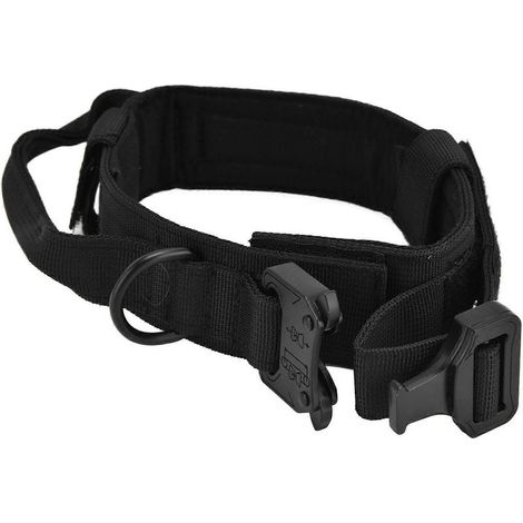 Collier de traction pour chien avec boucle en nylon et fer, accessoire de dressage et de chasse pour animaux de compagnie, noir, taille M (1/5)