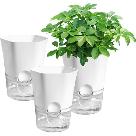 3 Pièces Plastique Auto-Arrosant, 11cm Pots de Fleurs Transparents, avec Le Niveau d'eau clairement Visible, pour Plantes D'intérieur, Balcon, Jardin (1/5)