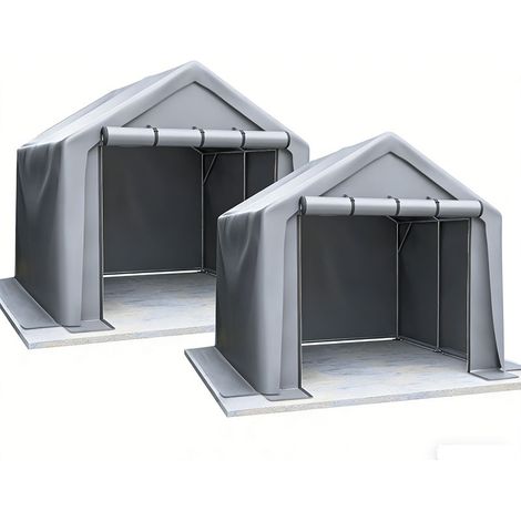 2er-Set geräteschuppen 244x241x217cm, Fahrradgarage, Geräteschuppen, Garagenzelt, Gartenhaus Lagerzelt Fahrradschuppen Werkzeugzelt Lagergarage, dunkelgrau