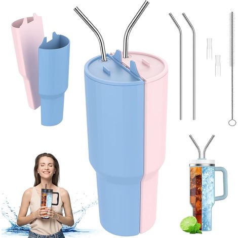Séparateur de boissons en silicone, séparateur 2 en 1, séparateur de tasses, double séparateur de boissons réutilisable, séparateur de tasses réutilisable, pour jus, café, cola (1/5)