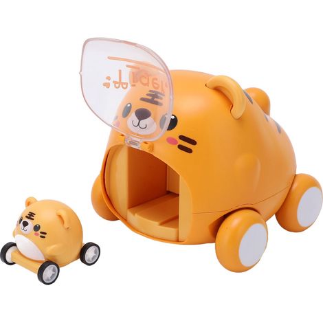 Voiture à inertie pour enfants, motif animal mignon et amusant, légère et amortissante, avec rétrofriction, tigre. (1/5)