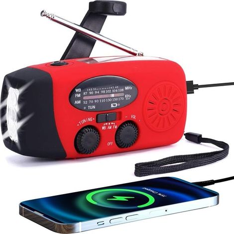 AM/FM emergency solar radio with 1W flashlight – SOS alarm – Portable and rechargeable – For camping and critical situations (1/5)