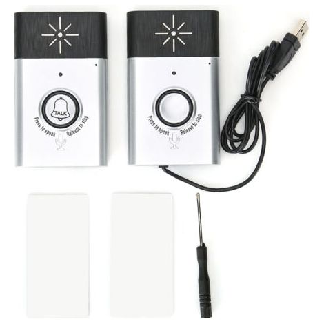 QORVA- Mini interphone vocal bidirectionnel Portable 2.4GHz, sonnette sans fil, système d'interphone