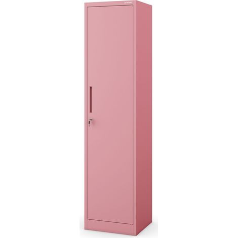 Armoire de bureau étroite ALEX, 450 x 1850 x 400 mm, Fresh Style: rose poudré
