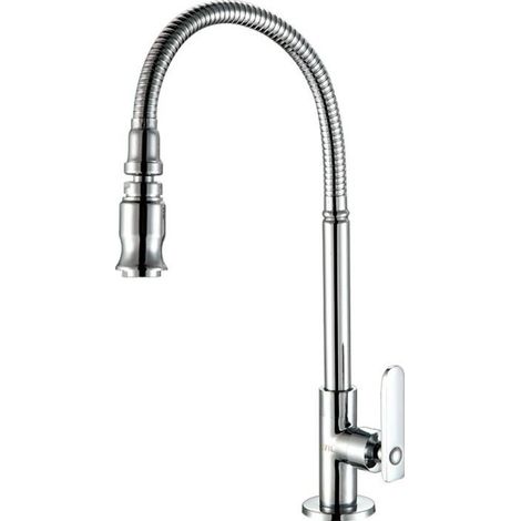 Stainless Steel Kitchen and Garden Faucet with 360 Degree Swivel Spout and Pull-Out Spray, for Sink, Laundry Room, Cold Water Only, Chrome Finish（No Hose） (1/5)