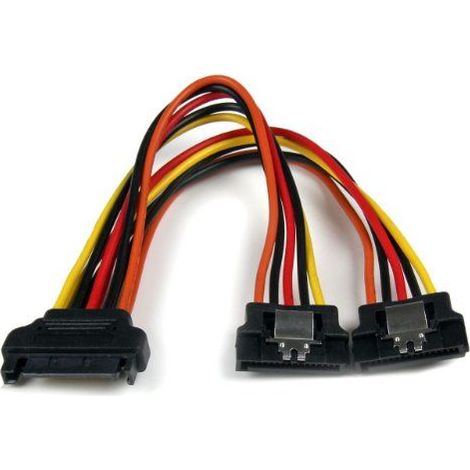 StarTech.com Cable 0,15m Adaptador Bifurcador Divisor Splitter Alimentación SATA Latching Cierre Pestillo - 2x Hembra (1/5)