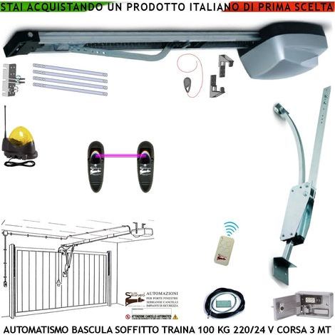 BASCULANTE 100 KG MOTORE 220/24 V SOFFITTO RADIOCOMANDO ARCHETTO OSCILLANTE BLINDINO SBLOCCO FOTOCELLULA FARO ANTENNA (1/5)