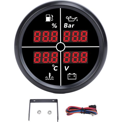 Ortviai Jauge Multifonction Numérique 52 mm pour Bateau, Camping-car et Moto – Niveau Carburant, Pression Huile, Temp. Eau, Tension – Réf. 81000330 (1/5)