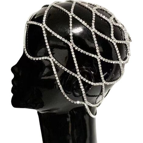 Filet à cheveux en chaîne strass cristal bijoux cheveux mariage soirée fête accessoires uniques pour femmes filles (1/5)