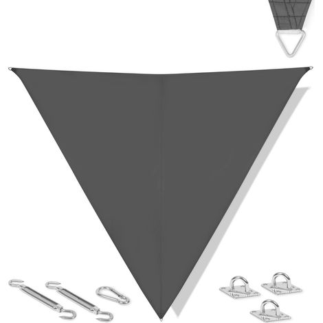 VONROC Voile d'ombrage triangulaire VONROC 360 cm – Protection UV UPF 50+ – Hydrofuge – Kit de montage inclus – Gris