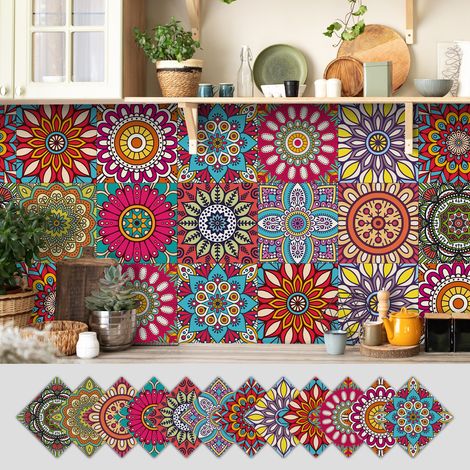 Ensemble de 36 stickers muraux mosaïque auto-adhésifs – stickers en vinyle imperméables, stickers décoratifs amovibles (1515cm) (1/5)