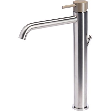 Rubinetto Miscelatore Monocomando Lavabo Alto in Acciaio Inox Maniglia Deserto (1/2)