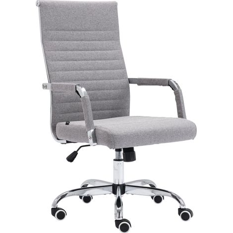Sillón de oficina con ruedas cómodo regulable en altura en tela gris estructura de metal cromado BUR10579