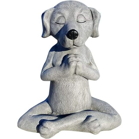 Tour de jardin en pierre, ornement de statue de Bouddha de chien, statue de chien zen extérieur, décoration de maison, sculpture de chien zen, Art extérieur (1/2)