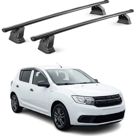 OMAC Stahl Dachträger Querträger Dacia Sandero II 2012-2020 – TÜV / DIN 75302:2019 – Abschließbar – Max. 75 kg – 2 Stangen – Schwarz (1/5)