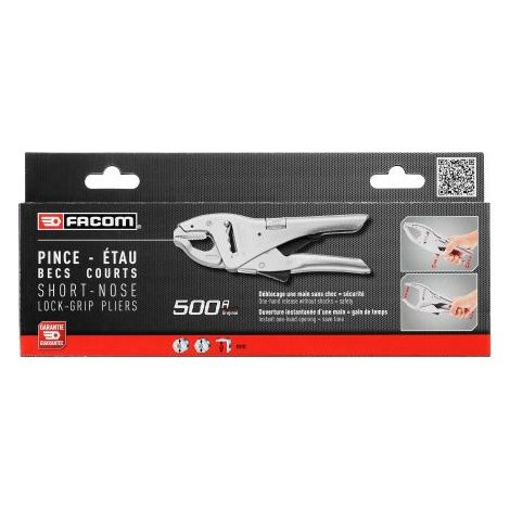 Facom – Pince-étau 225 mm – Acier chrome molybdène – Largeur d'ouverture 50 mm – Mâchoires robustes pour préhension optimale