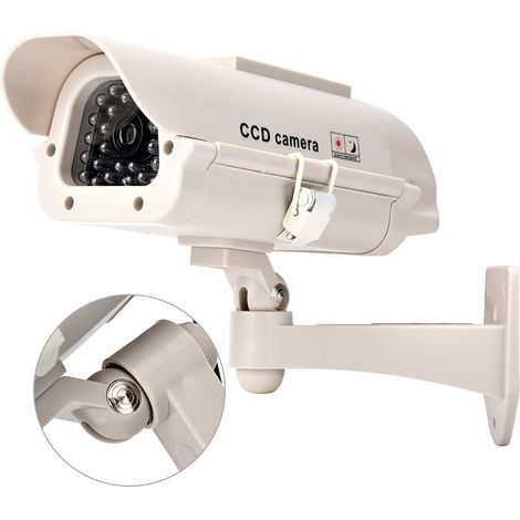 Caméra factice solaire pour la surveillance domestique, étanche, avec lumière LED.