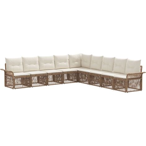 Gartensofa-set 9 pcs Beige Poly-Rattan vidaXL