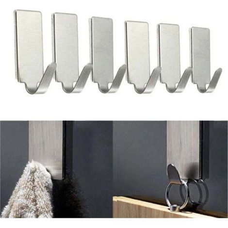 Ganchos adhesivos, 6 ganchos adhesivos de pared, ganchos autoadhesivos, ganchos adhesivos de acero inoxidable, ganchos de pared de acero inoxidable, ganchos de pared autoadhesivos