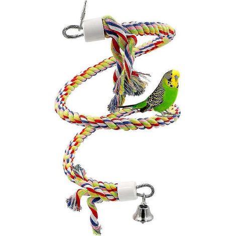 Jouet pour oiseaux en corde élastique, petit et moyen perroquet, cage en perle pure, couleur naturelle (1/5)