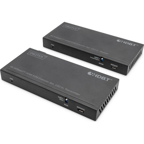 DIGITUS DS-55526 Estensore KVM HDMI (HDBaseT) - UHD 4K/60 Hz - 120 m tramite cavo LAN (HDBaseT 100 m) - Set: Trasmettitore e Ricevitore - IR Infrarossi - HDMI 2.0b &amp HDCP 2.2 &amp HDBaseT 1.0 (1/4)