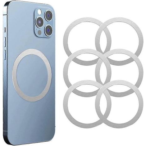 Lot de 6 anneaux magnétiques, autocollants magnétiques compatibles avec Mag Safe, kit de conversion magnétique universel pour iPhone 15/14/13/12/11/X et Galaxy S23/S22/S (1/5)