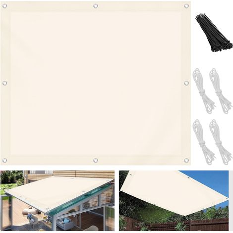 Voile d'ombrage, protection solaire, 3 x 4 m, balcon, voile d'ombrage, rectangulaire, jardin, imperméable, filet d'ombrage, protection UV à 95 %, résistant aux intempéries, toile pour balcon, terrasse (1/5)