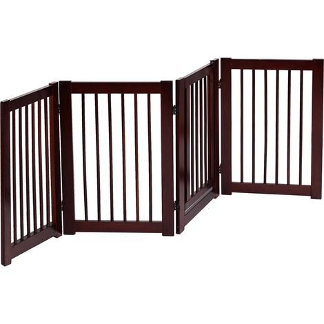 Barrera de seguridad plegable 203 x 1,8 x 76 cm protección eficaz estructura contemporánea en madera de pino marrón cerezo 200014849 (1/2)