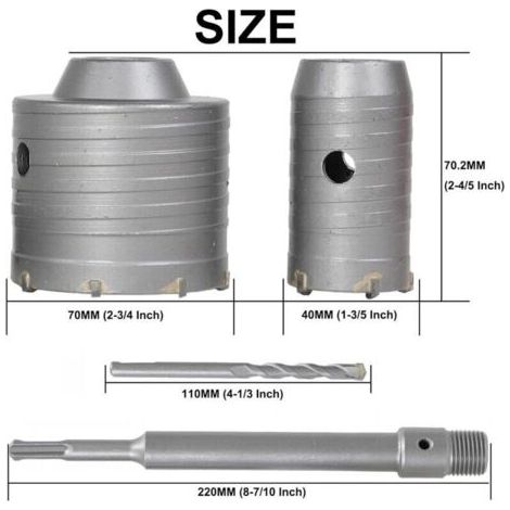 [JAMAIS UTILISÉ]Scie cloche murale 150 mm Ensemble de scie cloche murale électrique à marteau, rallonge à manche rond 22 x 200 mm (1/3)