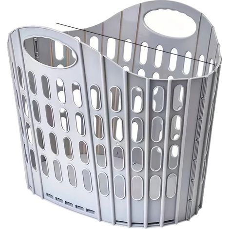 Cesto de ropa, diseño plegable, ligero y resistente, gris claro. (1/2)