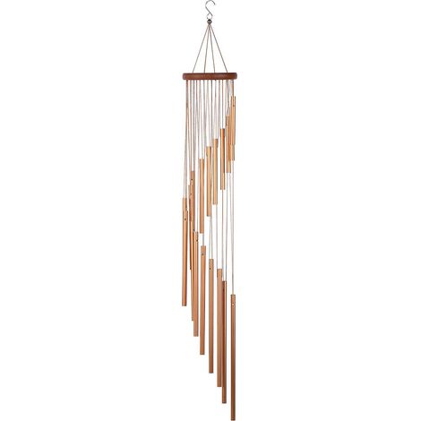 35 Zoll (89 cm) langes, klassisches, drehbares Windspiel mit 18 Stäben aus Massivholz und Aluminiumlegierungsrohren für Balkon und Garten.