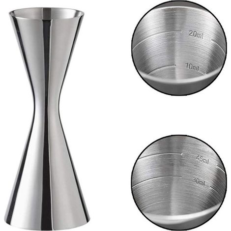 Misurino per cocktail con scala graduata integrata, in acciaio inox, per barman professionisti (30/60 ml) (1/5)